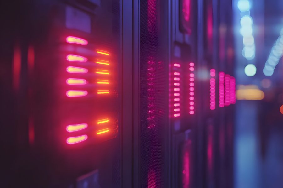 close up of a thermal imaging camera screen showing the temperature of electrical wires inside a panel, bright areas highlighting possible hot spots, technician reflection visible