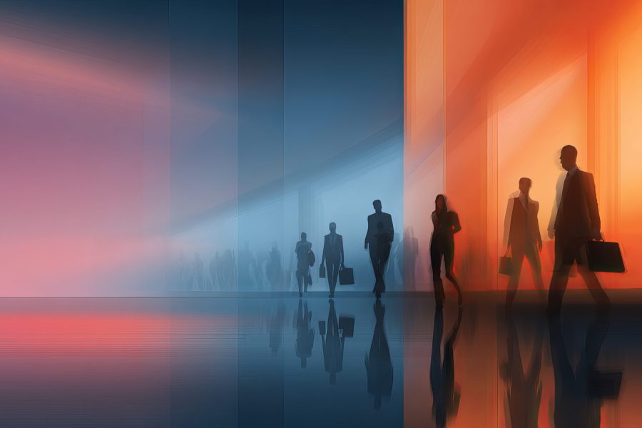 Modern corporate business background with abstract blue technology gradient, professional office presentation banner, clean minimal financial and executive branding design
