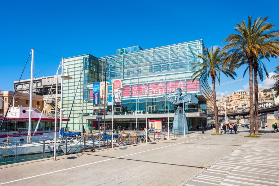 GENOA, ITALY - APRIL 08, 2019: Galata Museo del Mare di Genova is the largest Maritime museum located in Genoa city in Liguria region in Italy