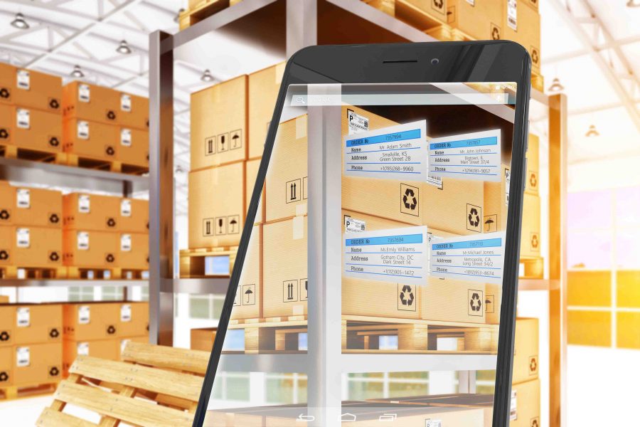 Industry 4.0, warehouse logistics, packages dispatching and deli