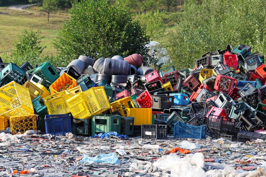 Big bunch of plastic waste for recycling